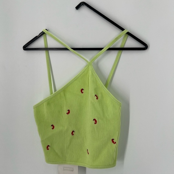 Zara Asymmetrical Sea Horse Embroidered Strappy Halter Crop Top - Picture 2 of 5